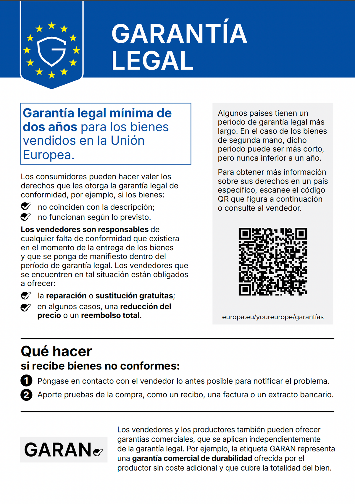 Tus derechos de garantía legal